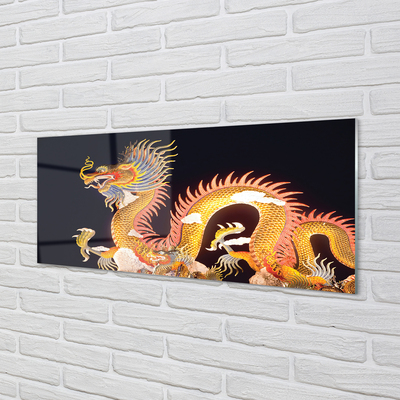 Glass print Japanese golden dragon