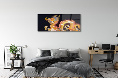 Glass print Japanese golden dragon