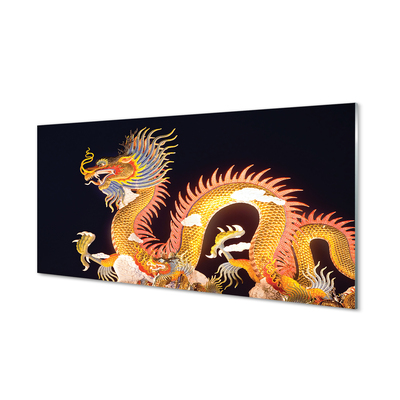 Glass print Japanese golden dragon