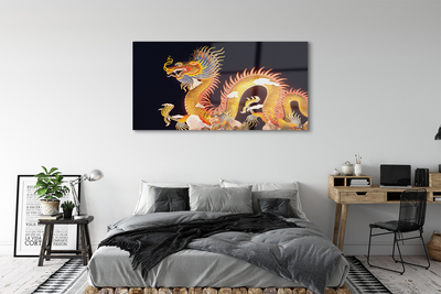 Glass print Japanese golden dragon