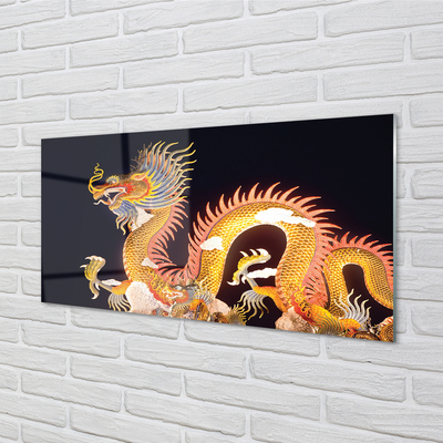 Glass print Japanese golden dragon