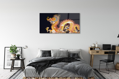 Glass print Japanese golden dragon