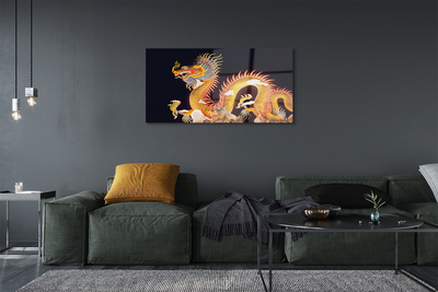 Glass print Japanese golden dragon