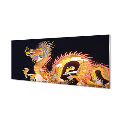 Glass print Japanese golden dragon