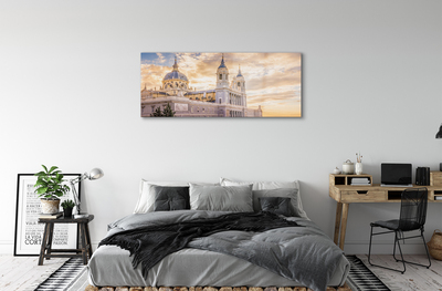 Glass print Spain cathedral sunset