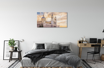 Glass print Spain cathedral sunset