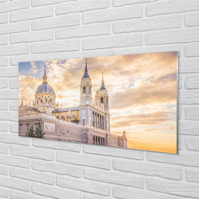 Glass print Spain cathedral sunset