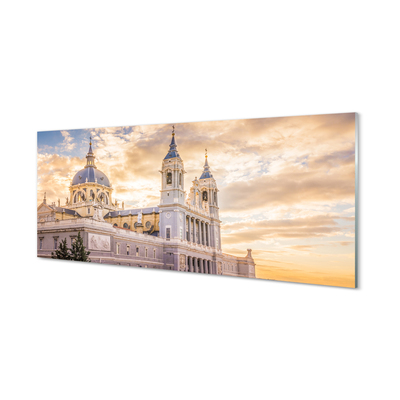 Glass print Spain cathedral sunset