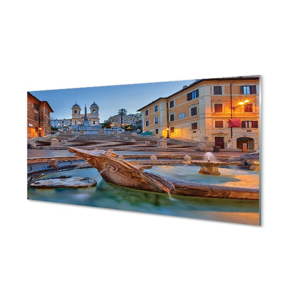 Glass print Rome buildings fountain sunset