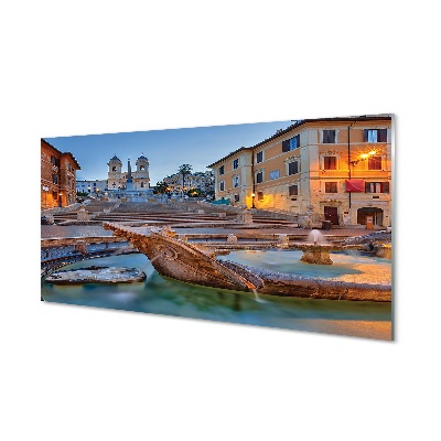 Glass print Rome buildings fountain sunset