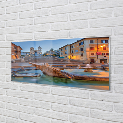 Glass print Rome buildings fountain sunset