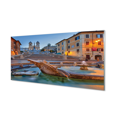 Glass print Rome buildings fountain sunset