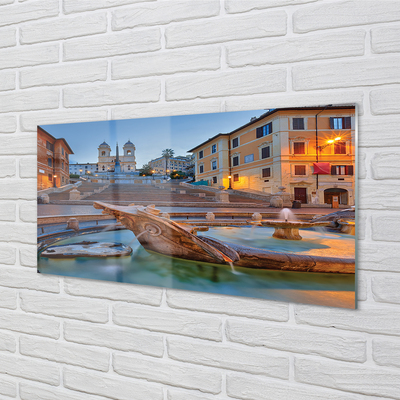 Glass print Rome buildings fountain sunset