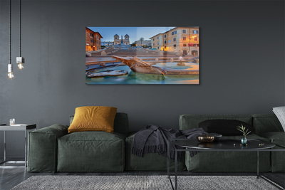 Glass print Rome buildings fountain sunset