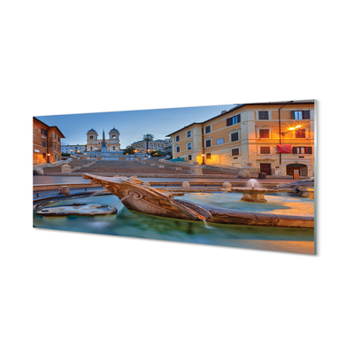 Glass print Rome buildings fountain sunset