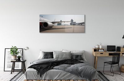 Glass print Sky building airplane airport