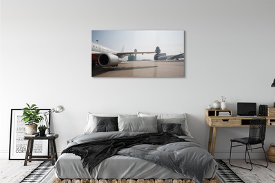 Glass print Sky building airplane airport