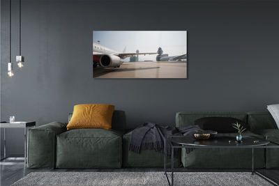 Glass print Sky building airplane airport