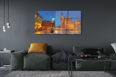 Glass print Gdansk old town night church