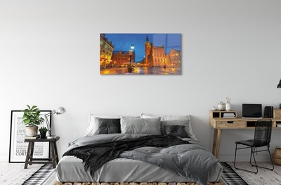 Glass print Gdansk old town night church