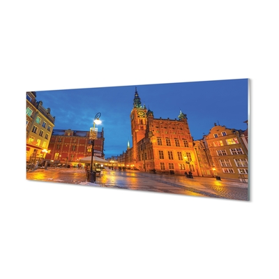 Glass print Gdansk old town night church