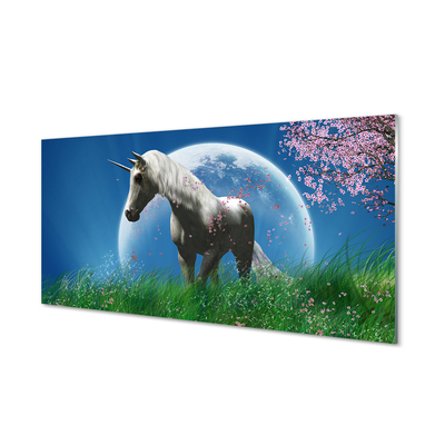 Glass print Unicorn moon field
