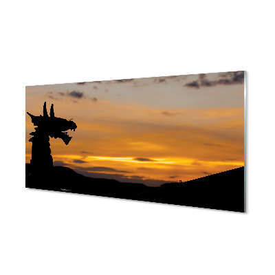 Glass print Dragon sky sunset