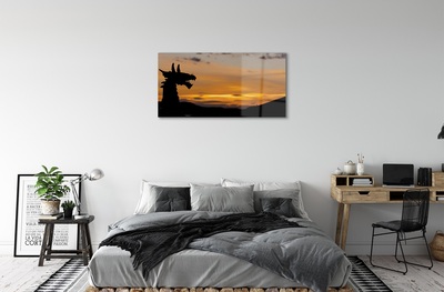 Glass print Dragon sky sunset