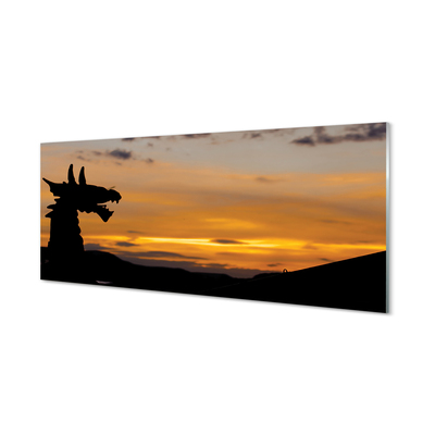 Glass print Dragon sky sunset