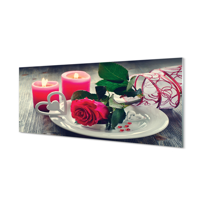 Glass print Rose heart candle