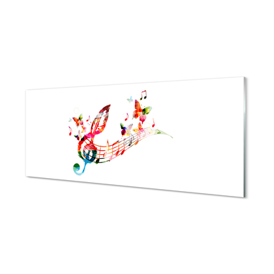 Glass print Notes colorful butterflies