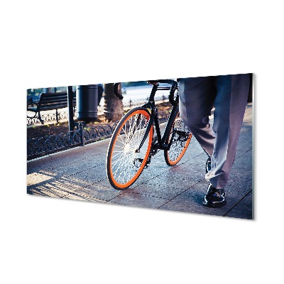 Glass print City bike leg