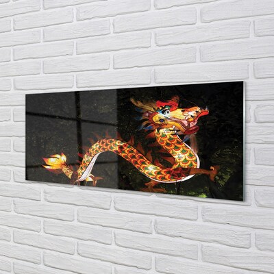 Glass print Japanese dragon illuminated