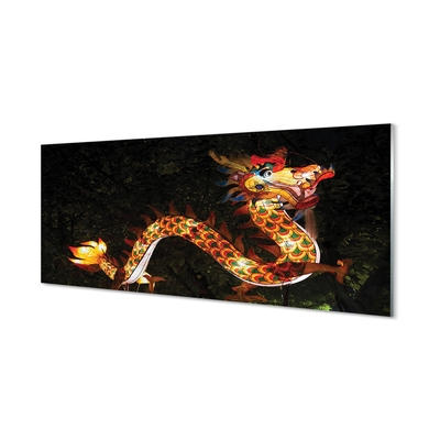 Glass print Japanese dragon illuminated