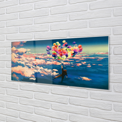 Glass print Clouds sky balloons