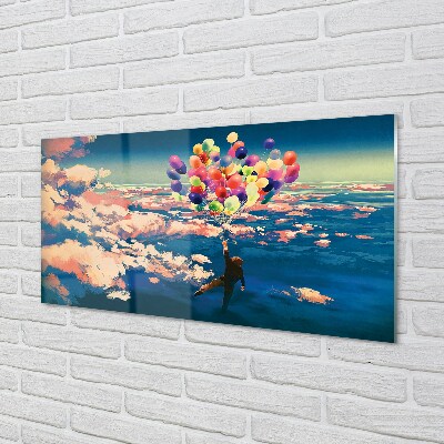 Glass print Clouds sky balloons