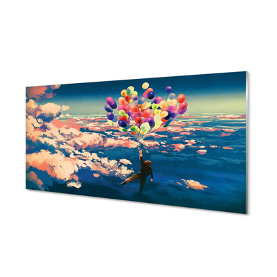 Glass print Clouds sky balloons