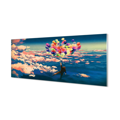 Glass print Clouds sky balloons