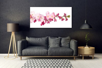 Glass Print Flower branch floral pink