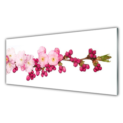 Glass Print Flower branch floral pink