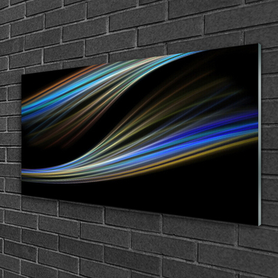 Glass Print Abstract art art black blue