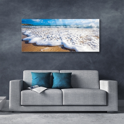 Glass Print Beach cliff sea sand nature blue brown