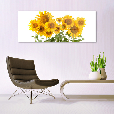 Glass Print Sunflowers floral yellow gold green