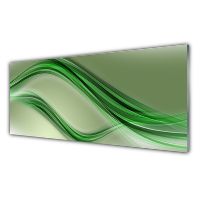 Glass Print Abstract art green grey