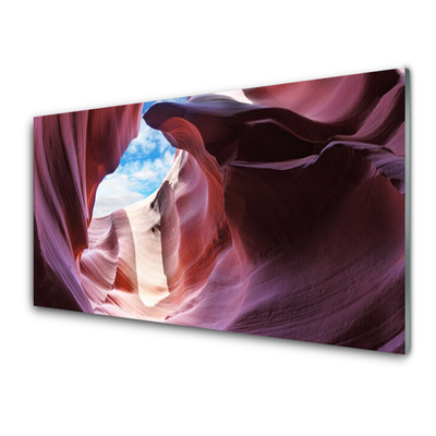 Glass Print Rock river bed art pink blue