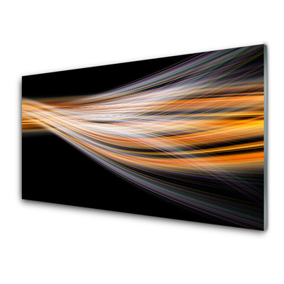 Glass Print Abstract art black grey orange