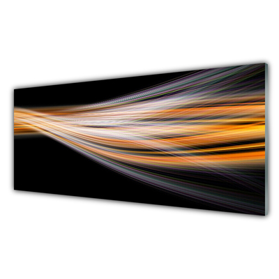 Glass Print Abstract art black grey orange