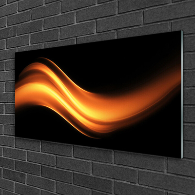Glass Print Abstraction art black orange