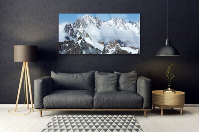 Glass Print Mountains landscape blue grey white