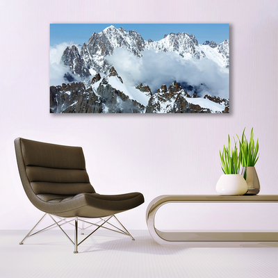 Glass Print Mountains landscape blue grey white